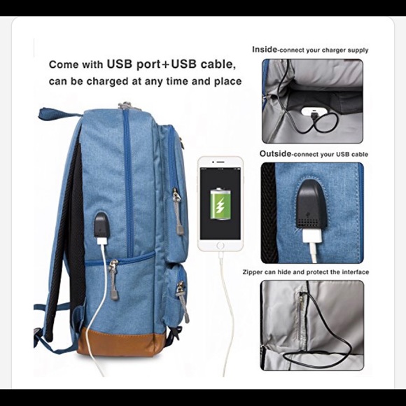 SUVOM College School Backpack USB Charging Port - Picture 3 of 6